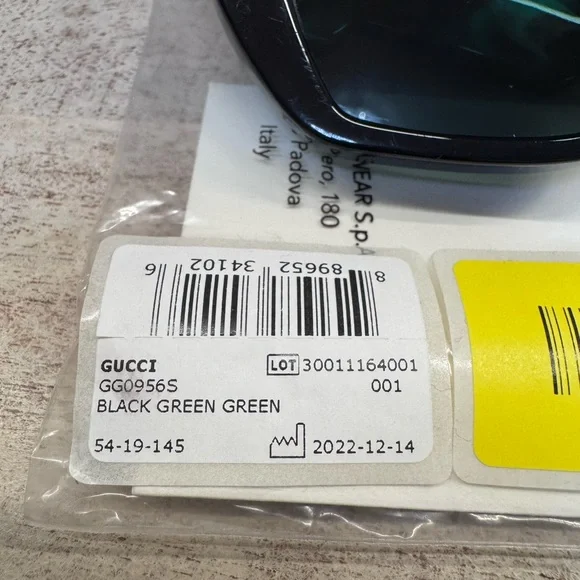 GUCCI GG0956S 001 Square Black Green 54 mm Women's Sunglasses